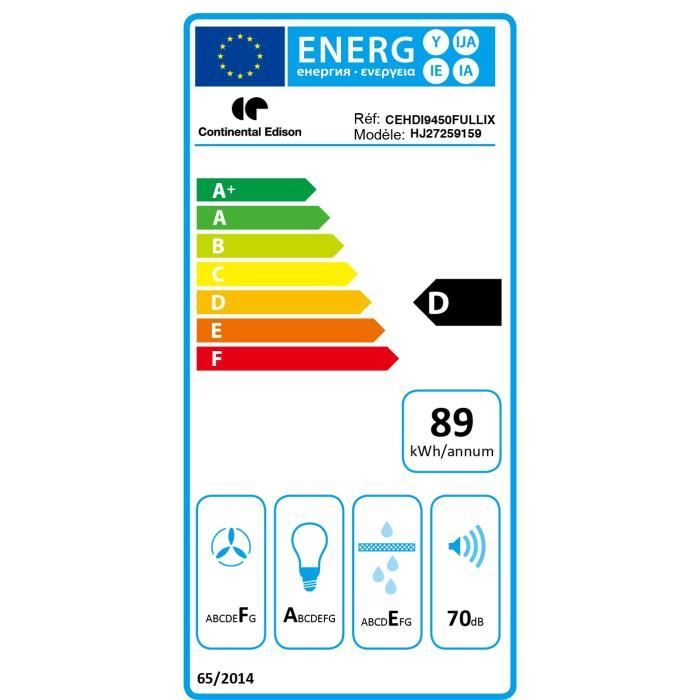  HDI9450FULLIX - Hotte murale - Recyclage - 450m3-h3